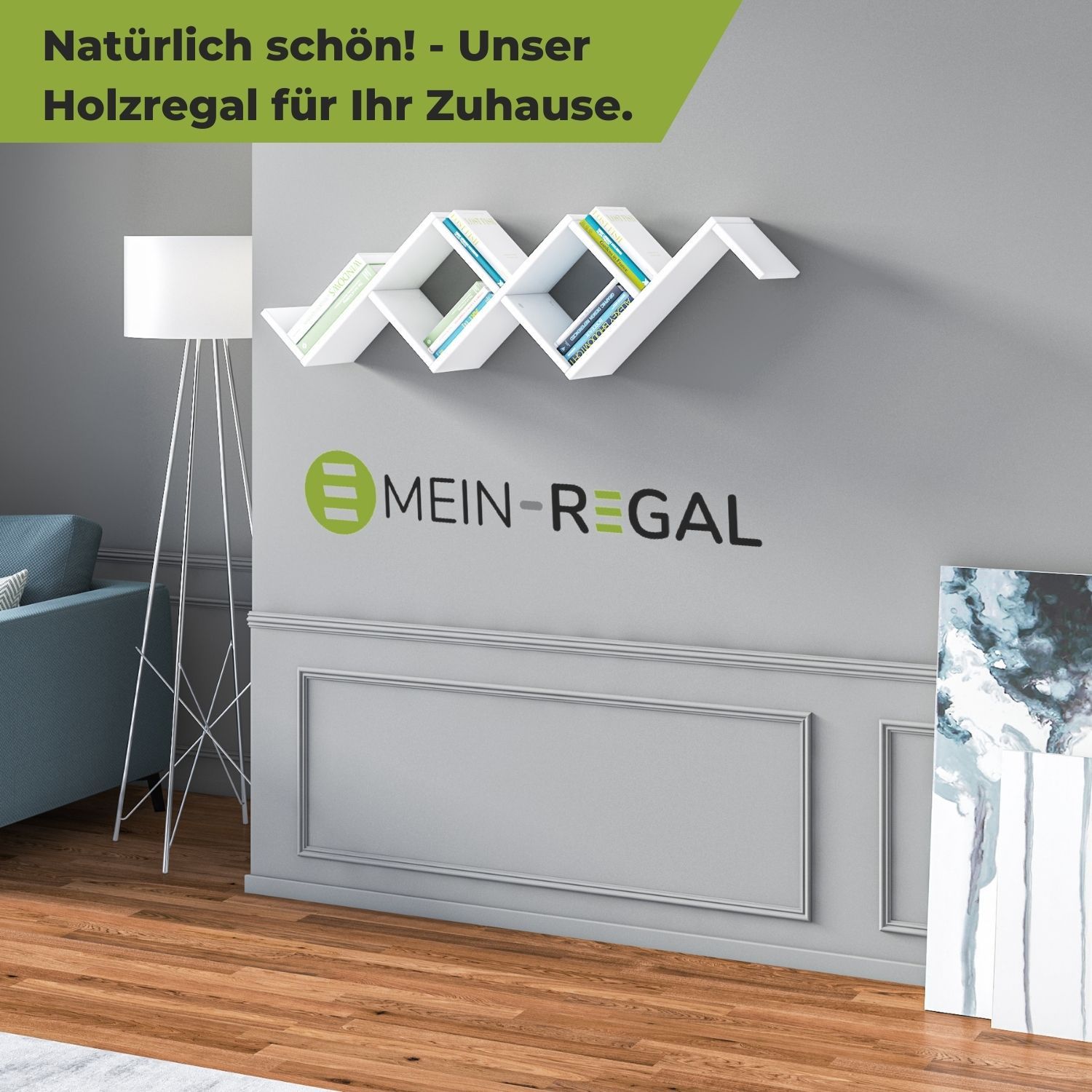 Mein-Regal Wandregal CAROTI 80x22x94cm MDF Holz bis zu 6 Fächer weiß