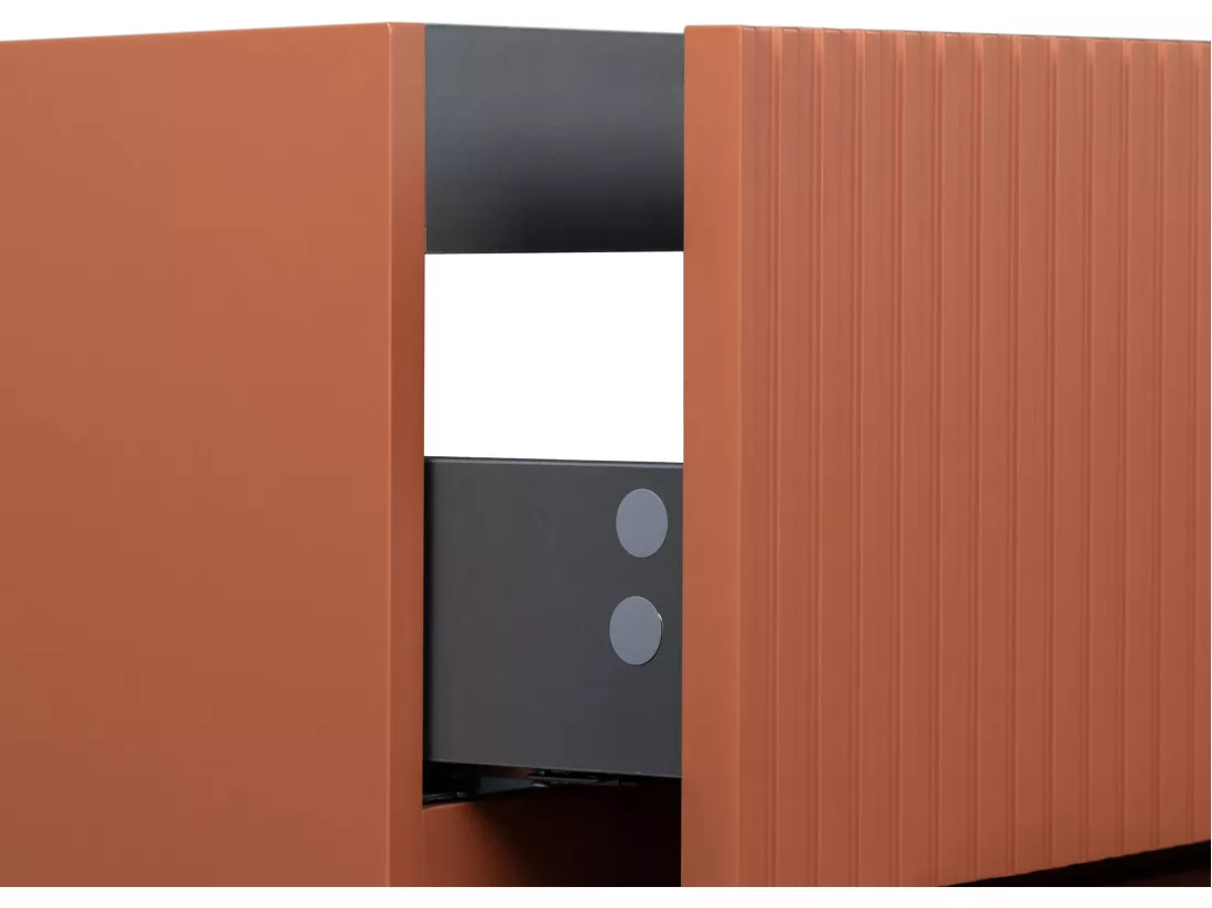 Meuble de salle de bain suspendu avec vasque à encastrer - Strié terracotta - 80 cm - PAVANI