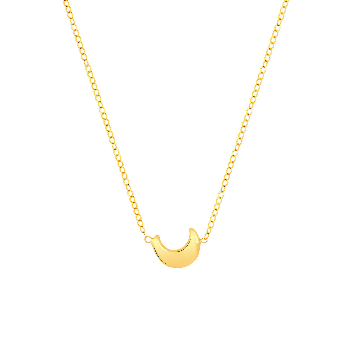 Collier or 375 jaune, motif croissant de lune 45 cm