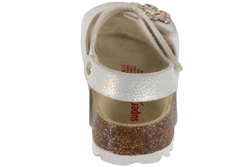 SUPERFIT SANDAL GULDFARVET PU MED BLOMST