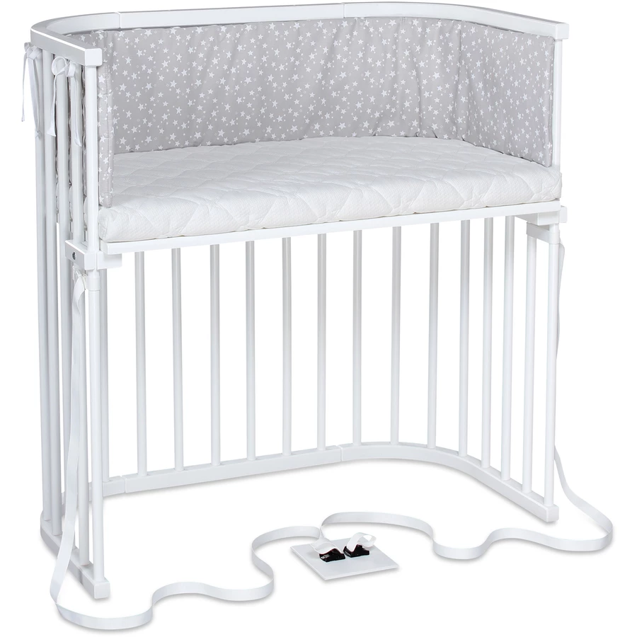 babybay Boxspring Beistellbett weiß mit Matratze Classic Cotton Soft