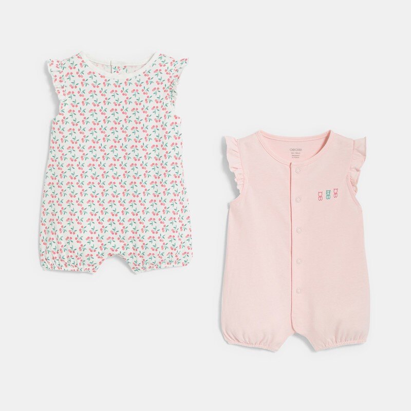 Combi courte volantée rose bébé fille (lot de 2) Vert