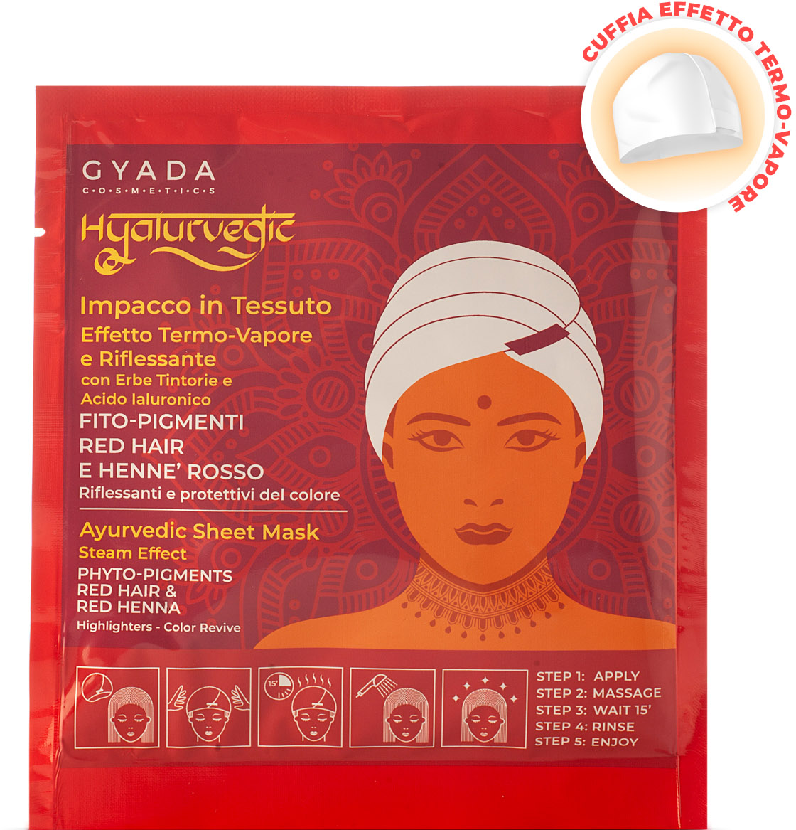 GYADA Cosmetics  Hyalurvedic Farbglanz-Tuchmaske Red Hair, 60 ml