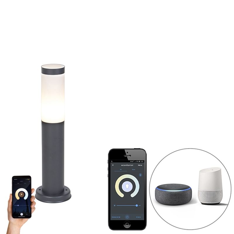 Smart buitenlamp paal antraciet 45 cm incl. Wifi P45 - Rox