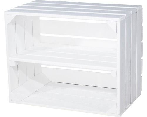 Vintage witte fruitkist met middenplank, 50x40x30 cm, set van 3