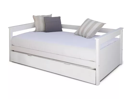 Lit banquette gigogne 80x200 cm bois massif blanc IZAO