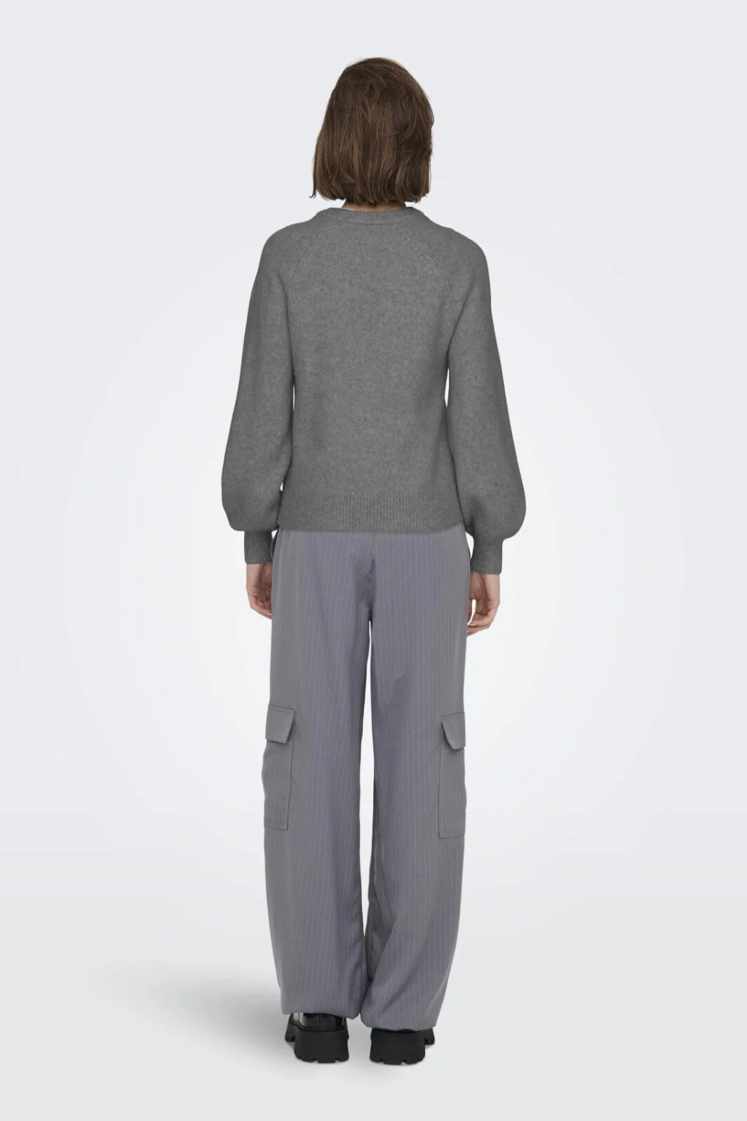 Only Onllauren Life Ls O-Neck Button Knt 4630760 medium grey melange