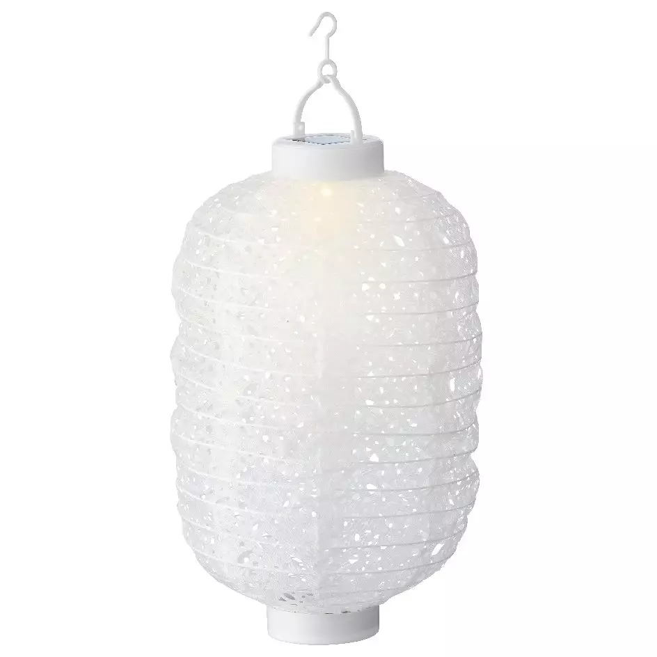 Lanterne chinoise solaire nylon LED (D20 cm) Ellipse Blanc chaud