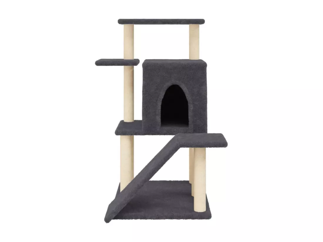 Arbre à chat avec griffoirs en sisal gris foncé 97 cm