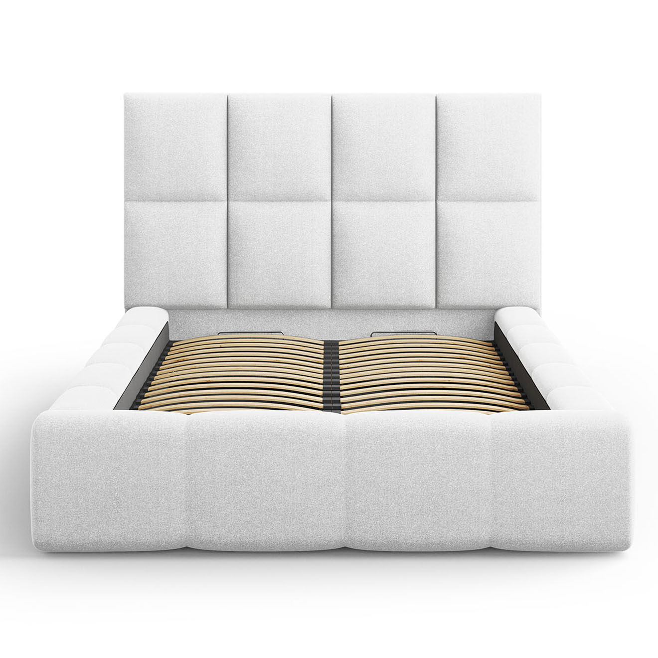 Maison Héritage Lit avec coffre de rangement Isa gris clair froid - 230x185x125 cm