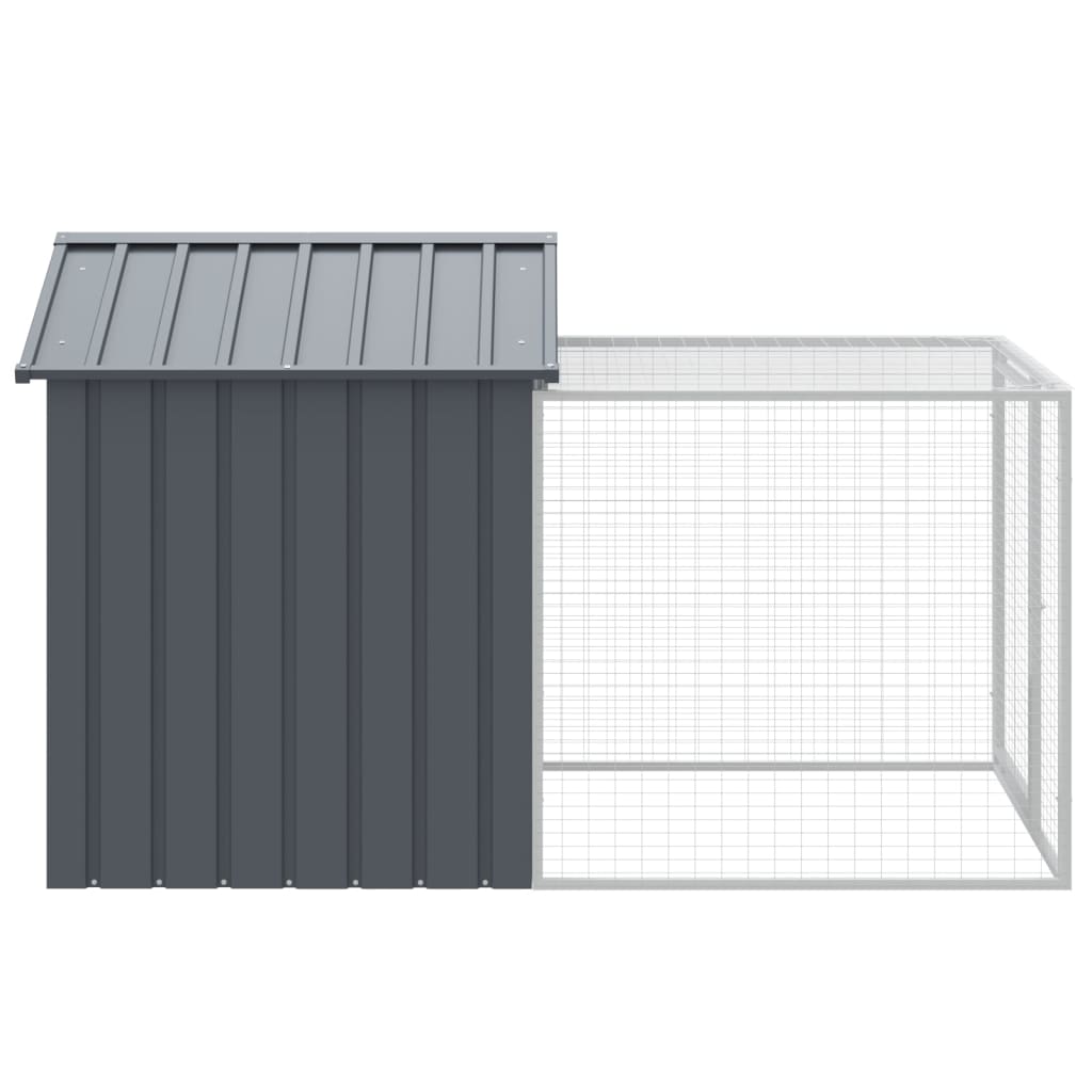 Galinheiro vidaXL com área externa, aço galvanizado, cinza, 117x405x123 cm