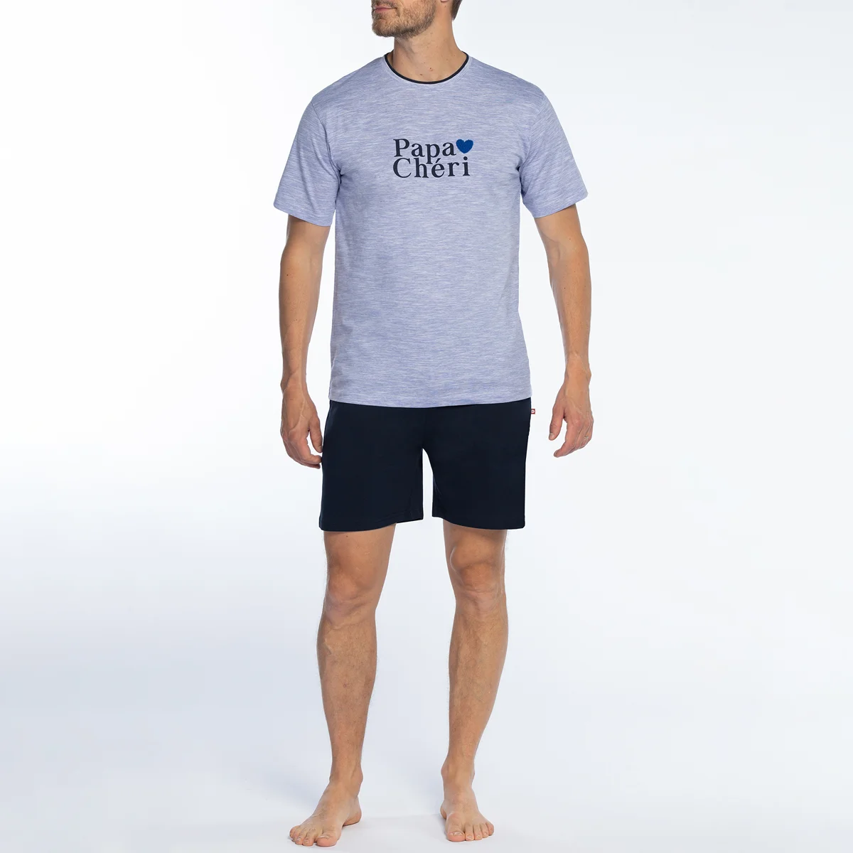 Pyjashort homme PAPA CHERI bleu clair/imprimé