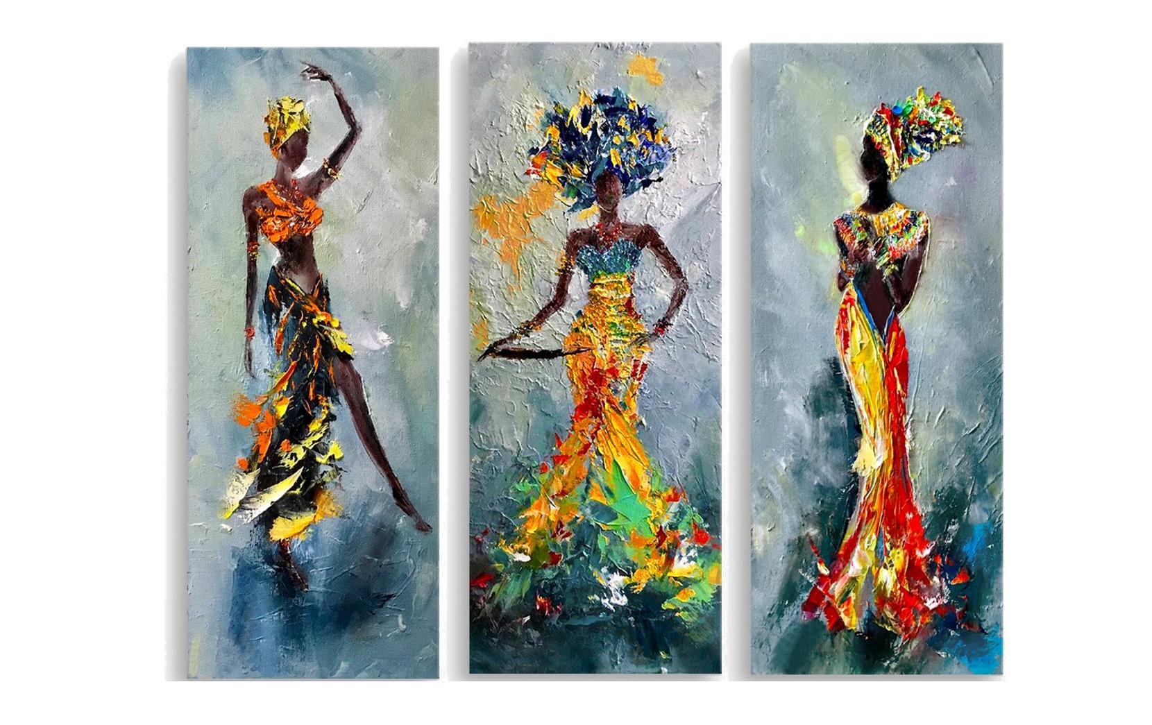 Bild Woman 3 Stück, 20 x 50 cmDekorative Wandmalerei