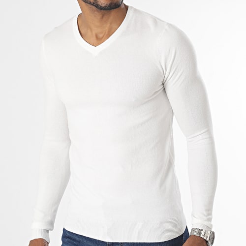 Pull Col V Blanc