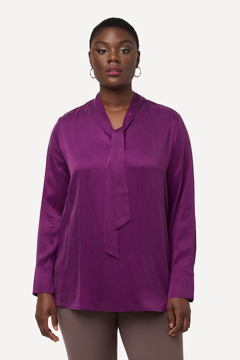 Cuprobluse, Schluppe, V-Ausschnitt, Langarm