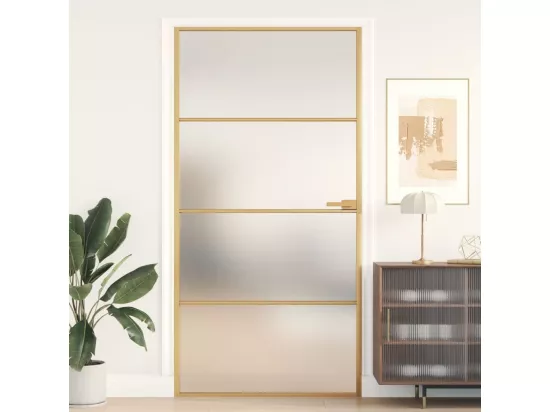 Porte intérieure mince doré verre trempé aluminium
