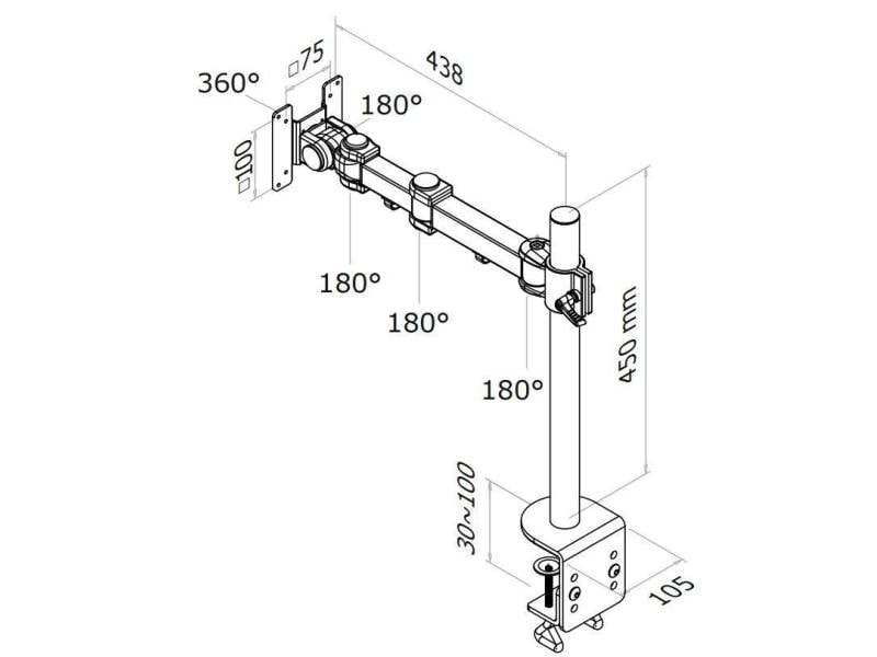 NEOMOUNTS Tischhalterung FPMA-D960 bis 10 kg – Schwarz Für Monitore von 10
