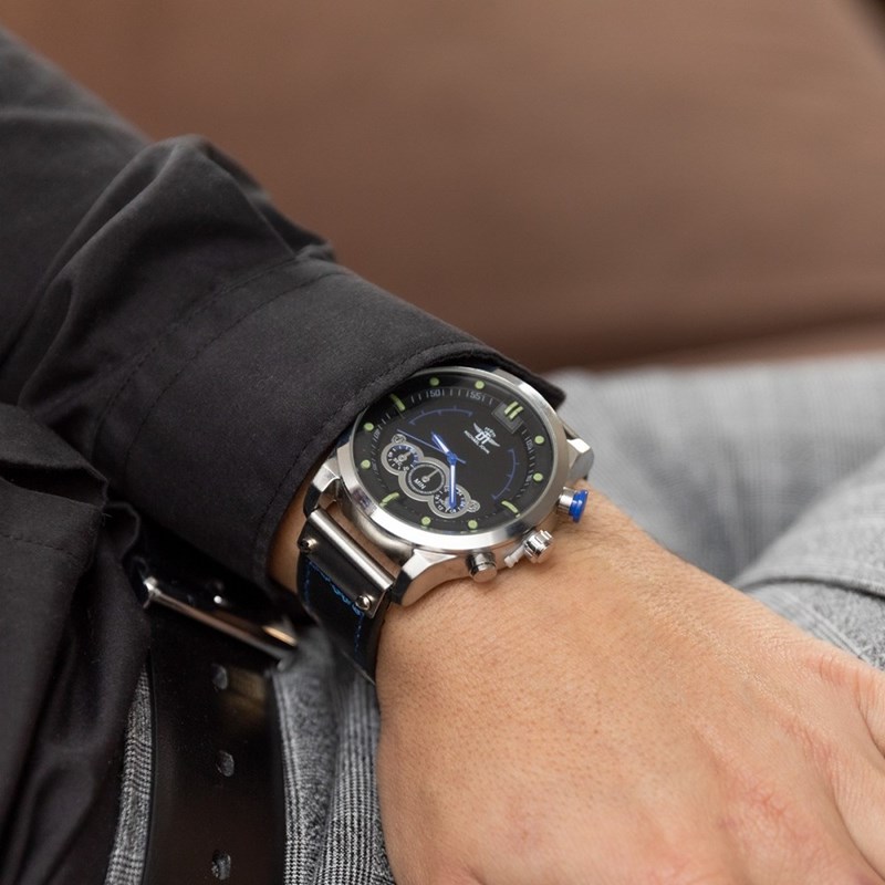 Montre Homme M. JOHN bracelet Cuir Noir