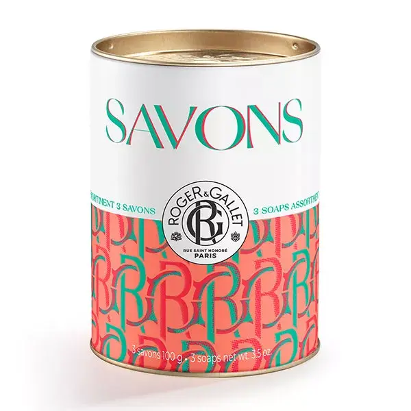 Conjunto de presente Roger & Gallet com 3 sabonetes benéficos: Gengibre Vermelho, Neroli e Cravo (100g)