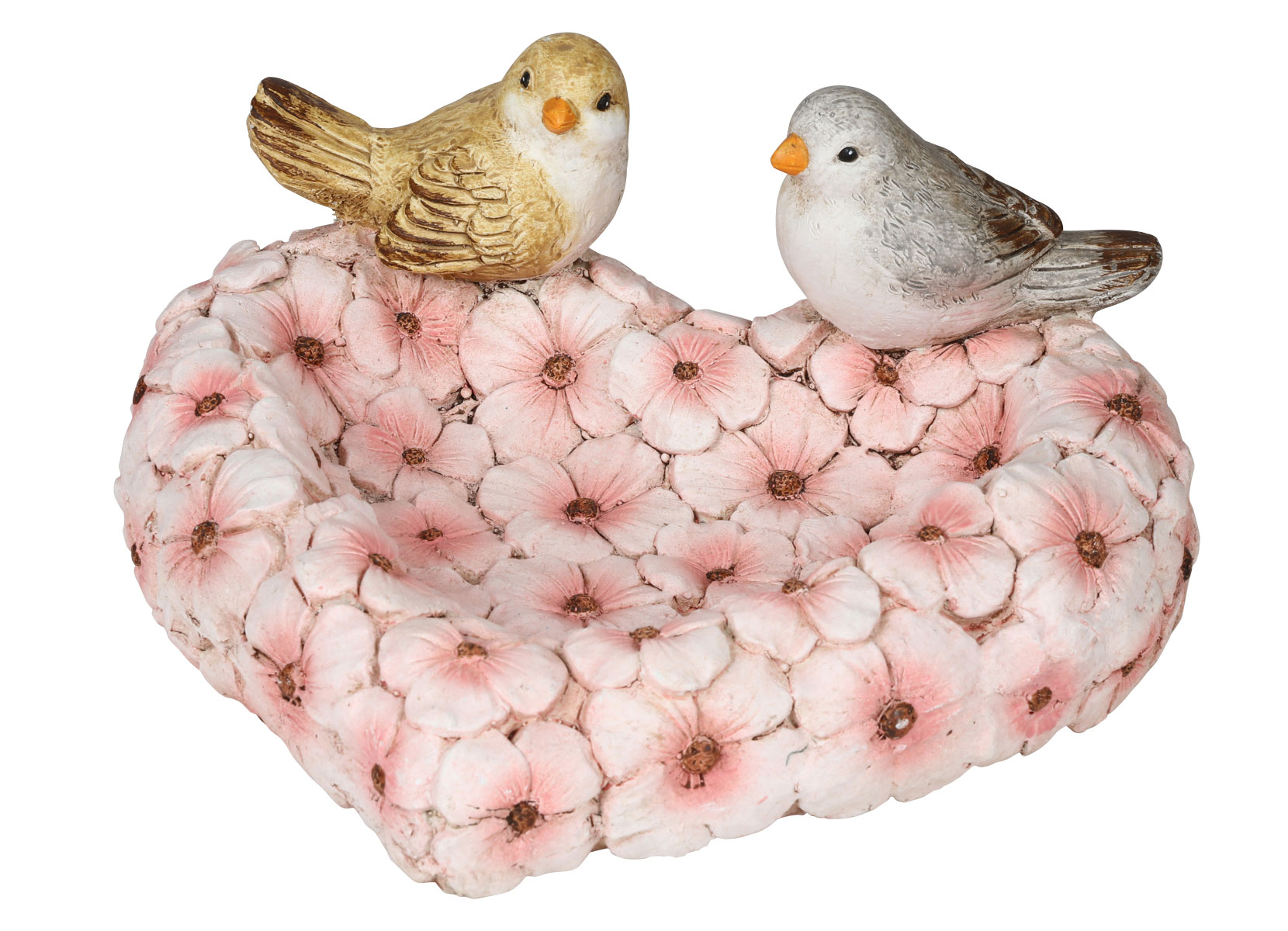 Vogeltränke Blumen mit Vögelchen 30x28x15cm Herz