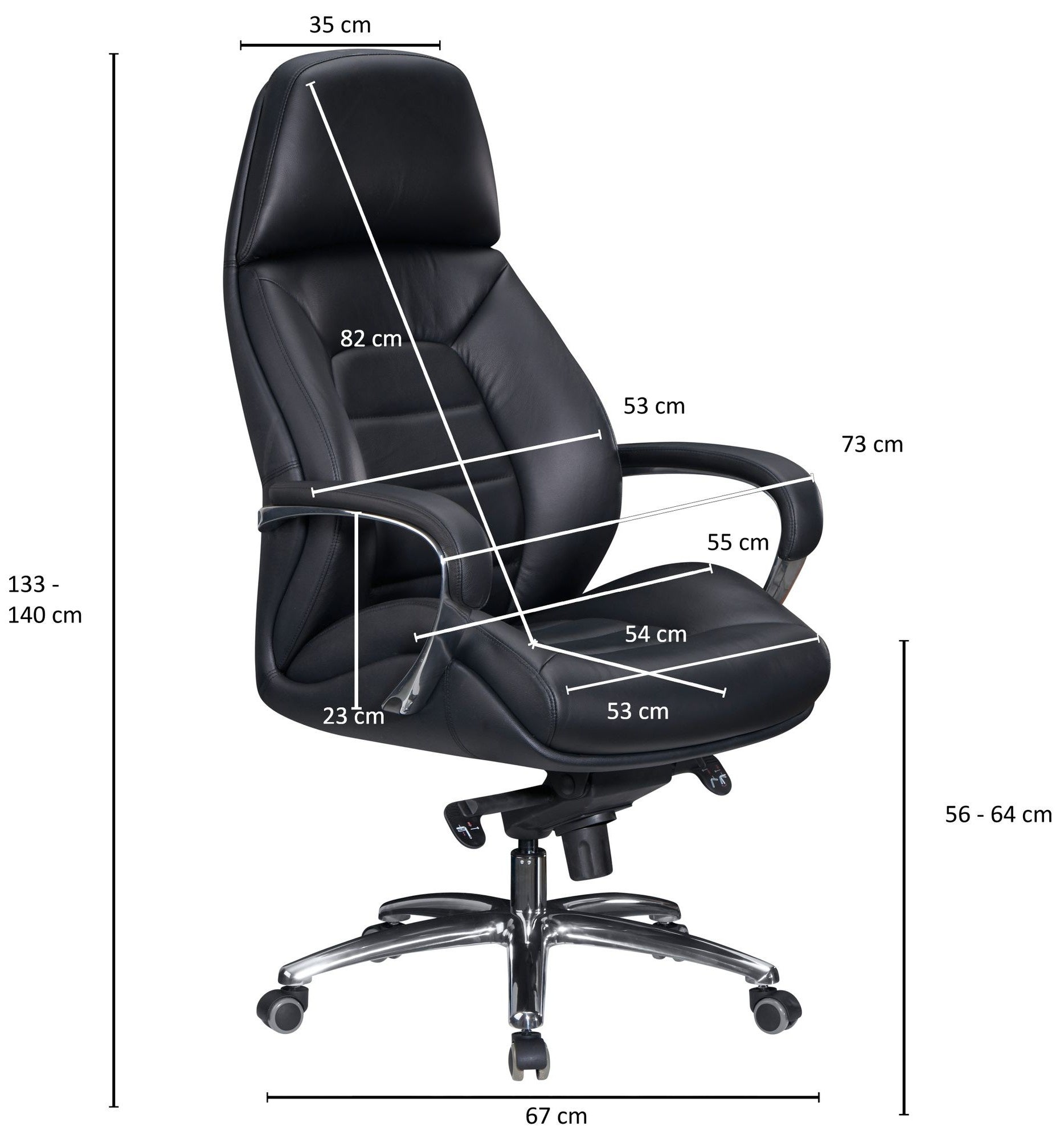 Sky Style Maxima Bureaustoel Leer Zwart
