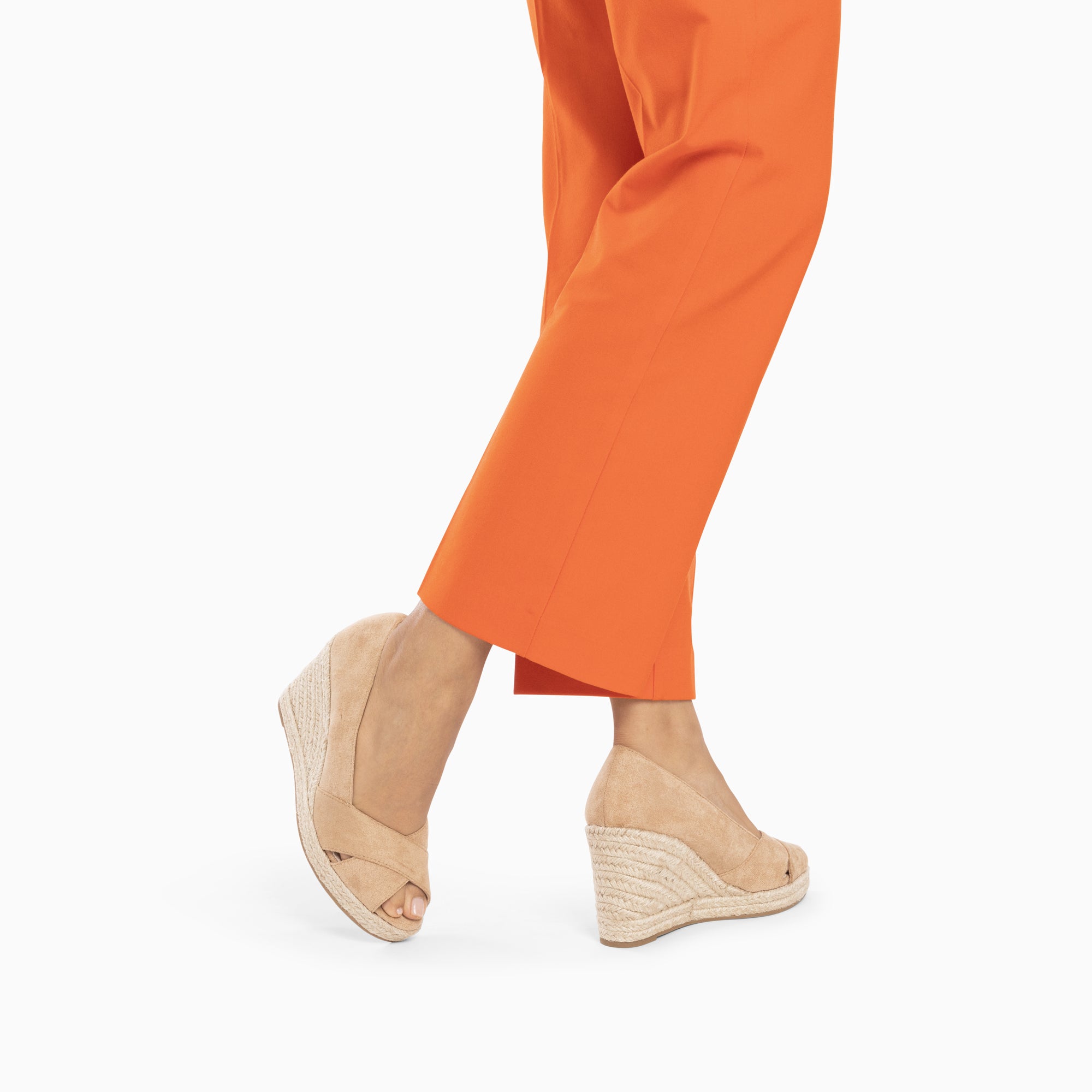Sandales à talon, Compensées-Sandales compensées peep-toe Léonie beiges
