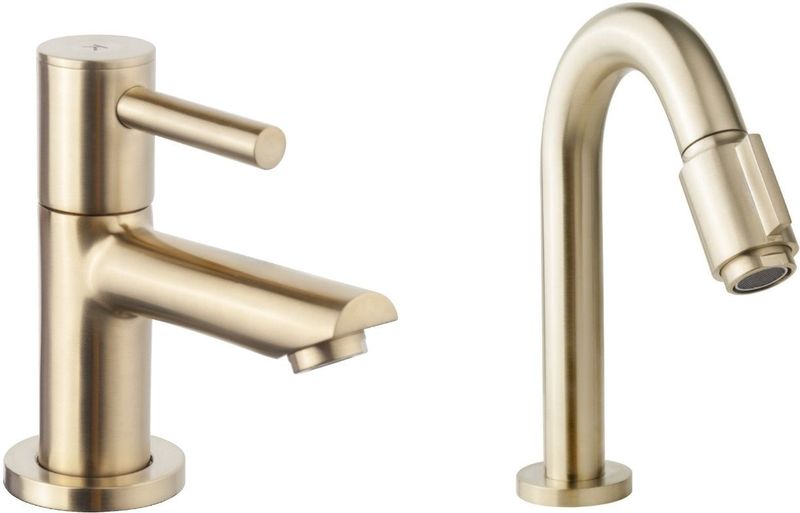 Fonteinset - BWS Solid Surface - Zwart/Goud - Inclusief Handdoekhouder