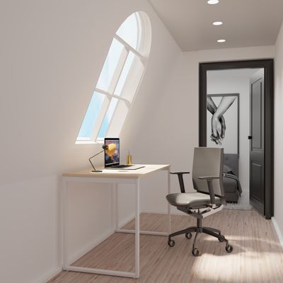 EasyHome - Bureau télétravail LV12 110 cm - chêne - pieds blancs