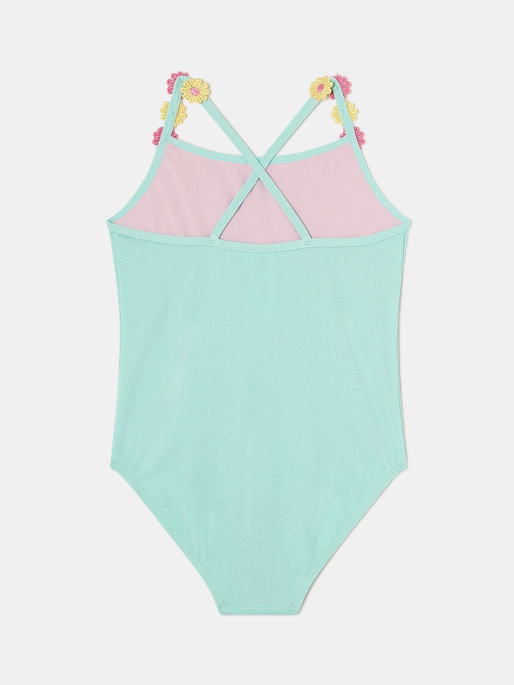 Angels By Accessorize Girls Flower Print Strap Swimsuit
