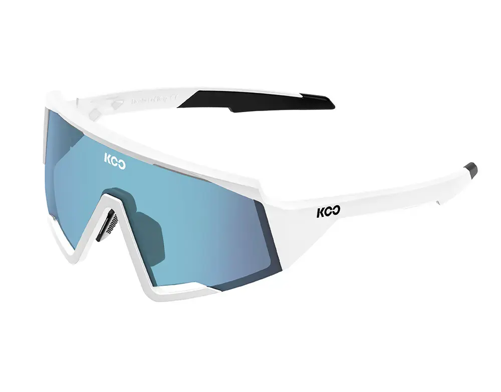 KOO SPECTRO Sport Zonnebril Wit met Photochromic Turquoise Mirror Lens