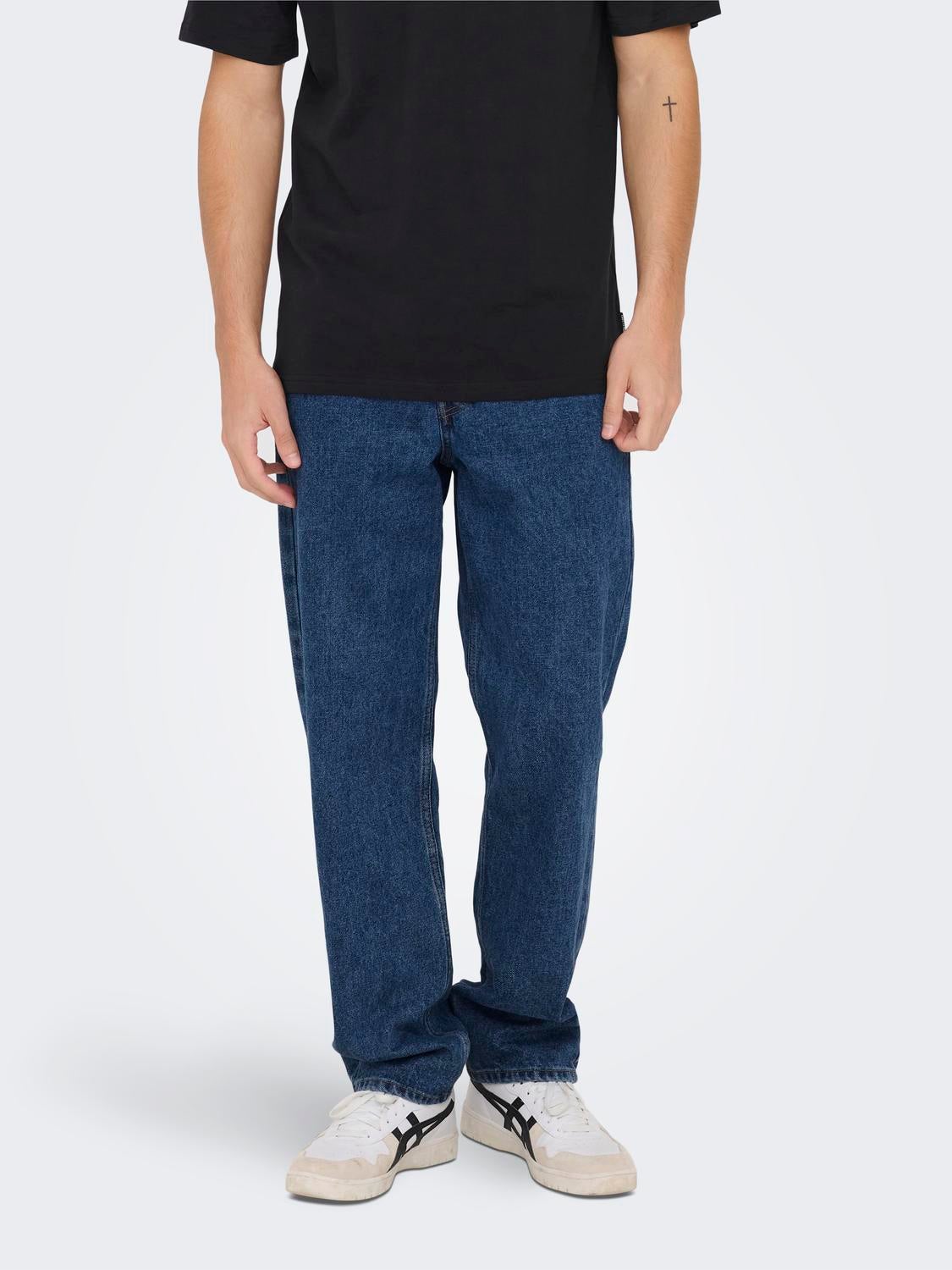 ONSEDGE Mittlere Taille Gerade geschnitten Jeans Medium Blue Denim