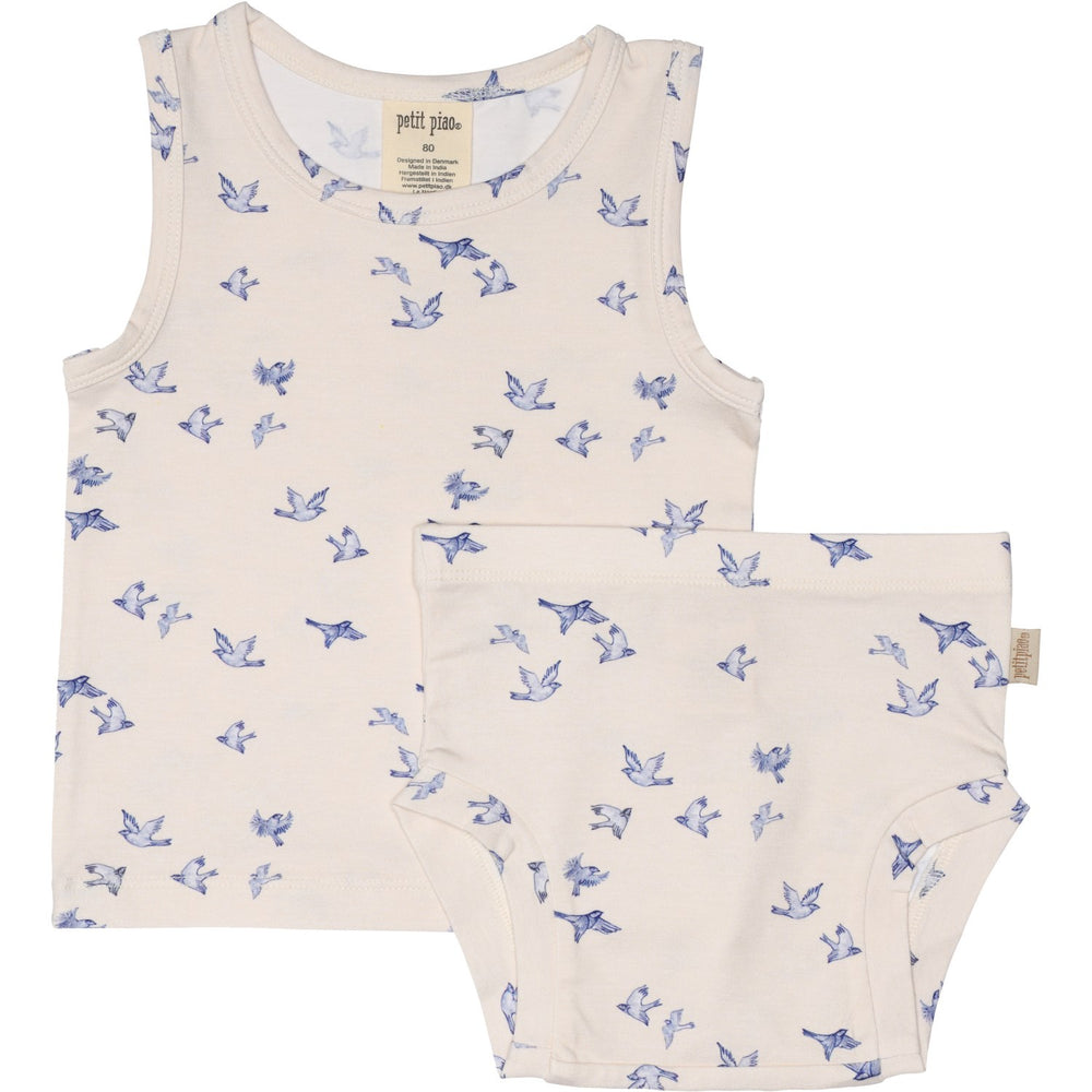 Køb Petit Piao Blue Bird Undertøjs Sæt Printed