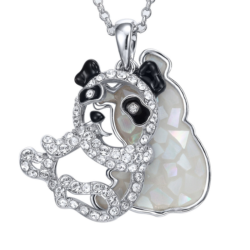 Pendentif Panda Abalone orné de cristal de Swarovski Blanc