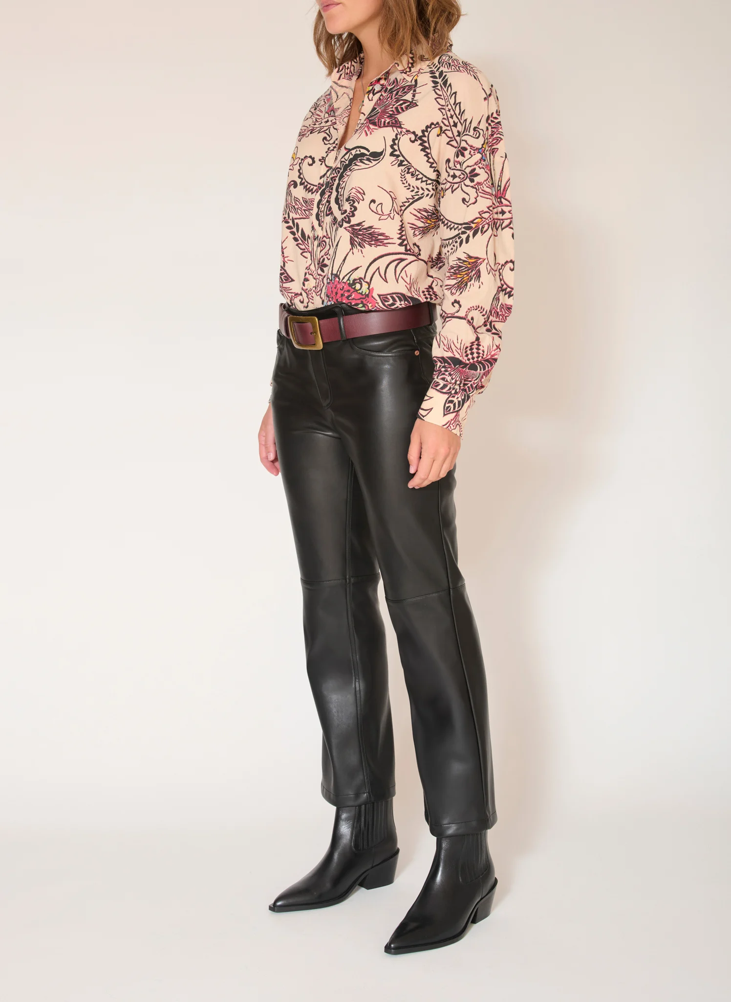 THE LINDA - Pantalon droit effet cuir| Noir