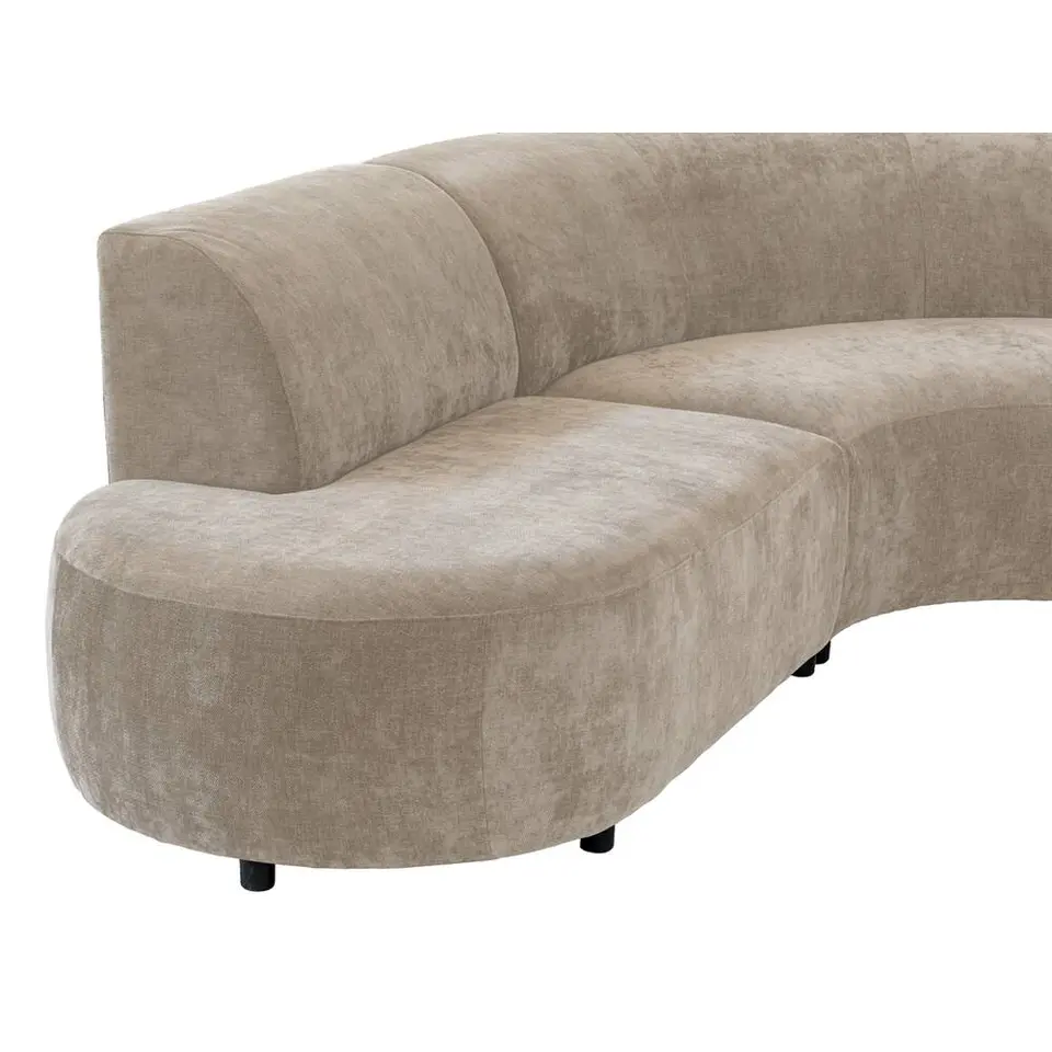 Hoekbank Luna rond - stof Rebel - beige