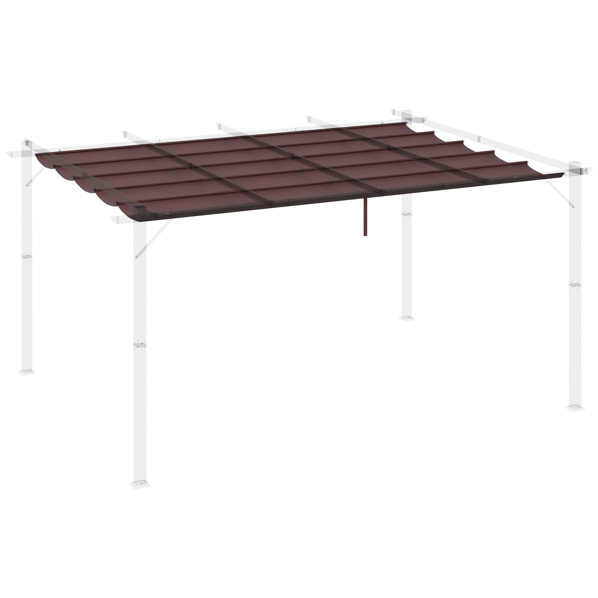 Cobertura retrátil Outsunny para pérgola, 3,5 x 2,5 m, para guarda-sol, toldo de tecido para gazebo de jardim com 10 orifícios de drenagem, cor café.