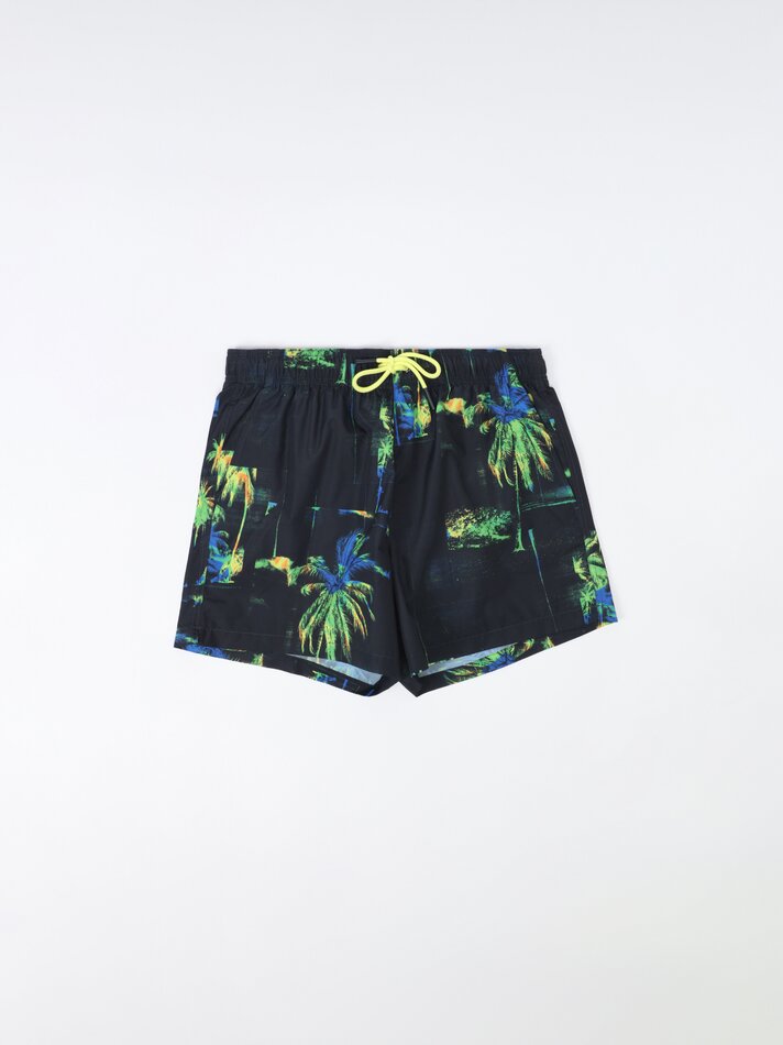 Maiô com estampa floral - Azul Marinho Escuro