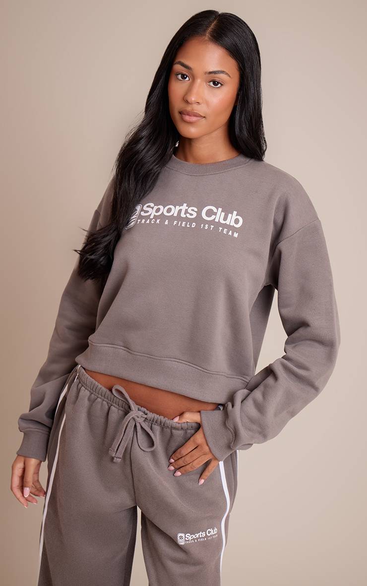 Charbon Sweat-shirt Court Imprimé Sports Club Tall