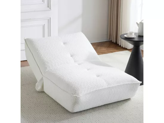 Fauteuil lounge en tissu bouclé beige - Matis