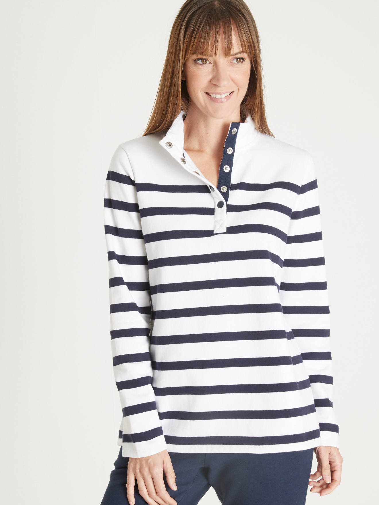 Sweat-shirt rayé col montant
