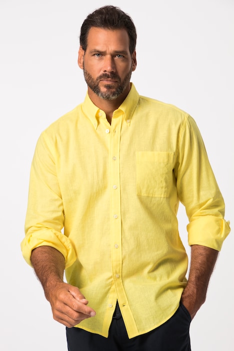 Leinenmixhemd, Langarm, Buttondown-Kragen, Modern Fit