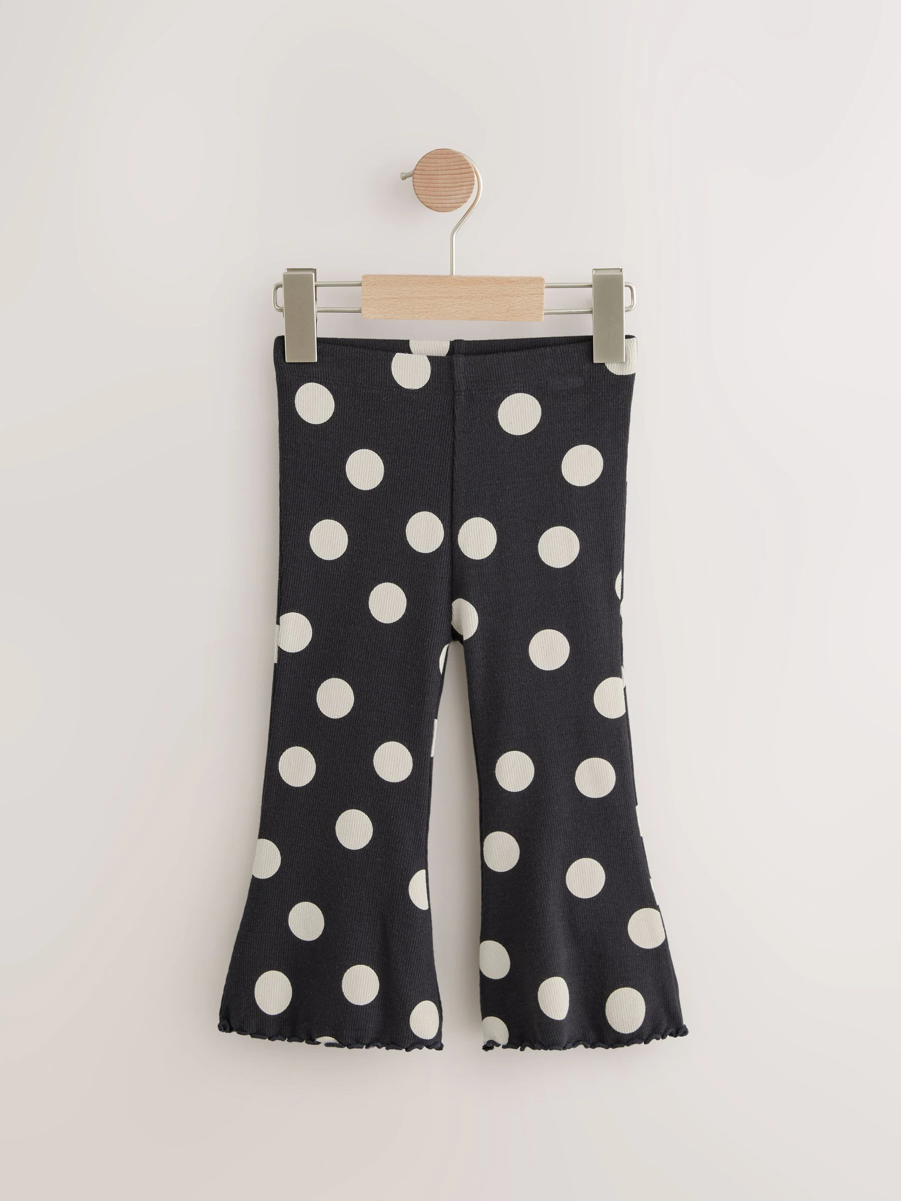 Zwart-wit gestippeld - Geribbelde flare legging (3 mnd-7 jr)