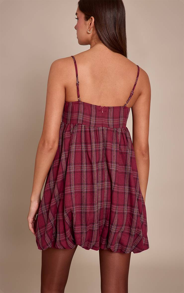 Rouge Robe Bouffante À Bretelles À Carreaux