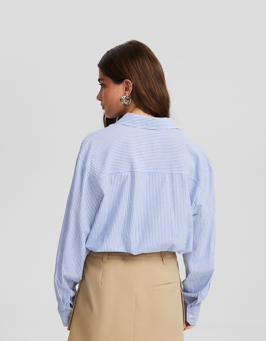 Camisa de popeline de manga comprida
