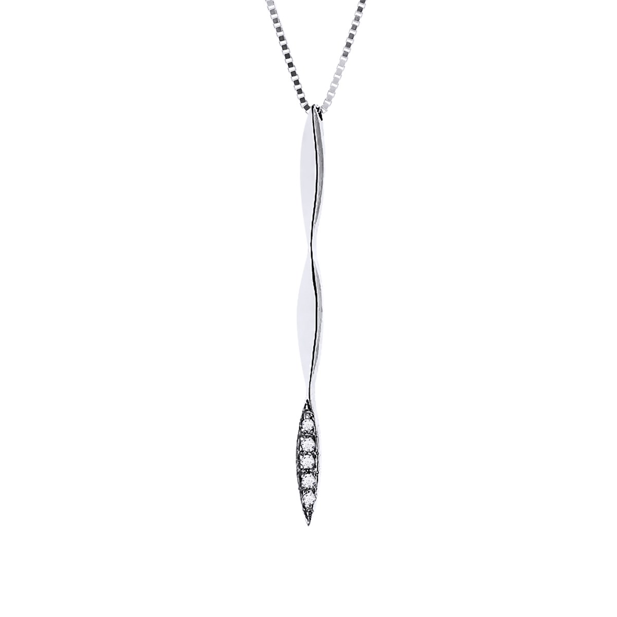 Collier Diamants 0,020 Cts Or Blanc 18 Carats