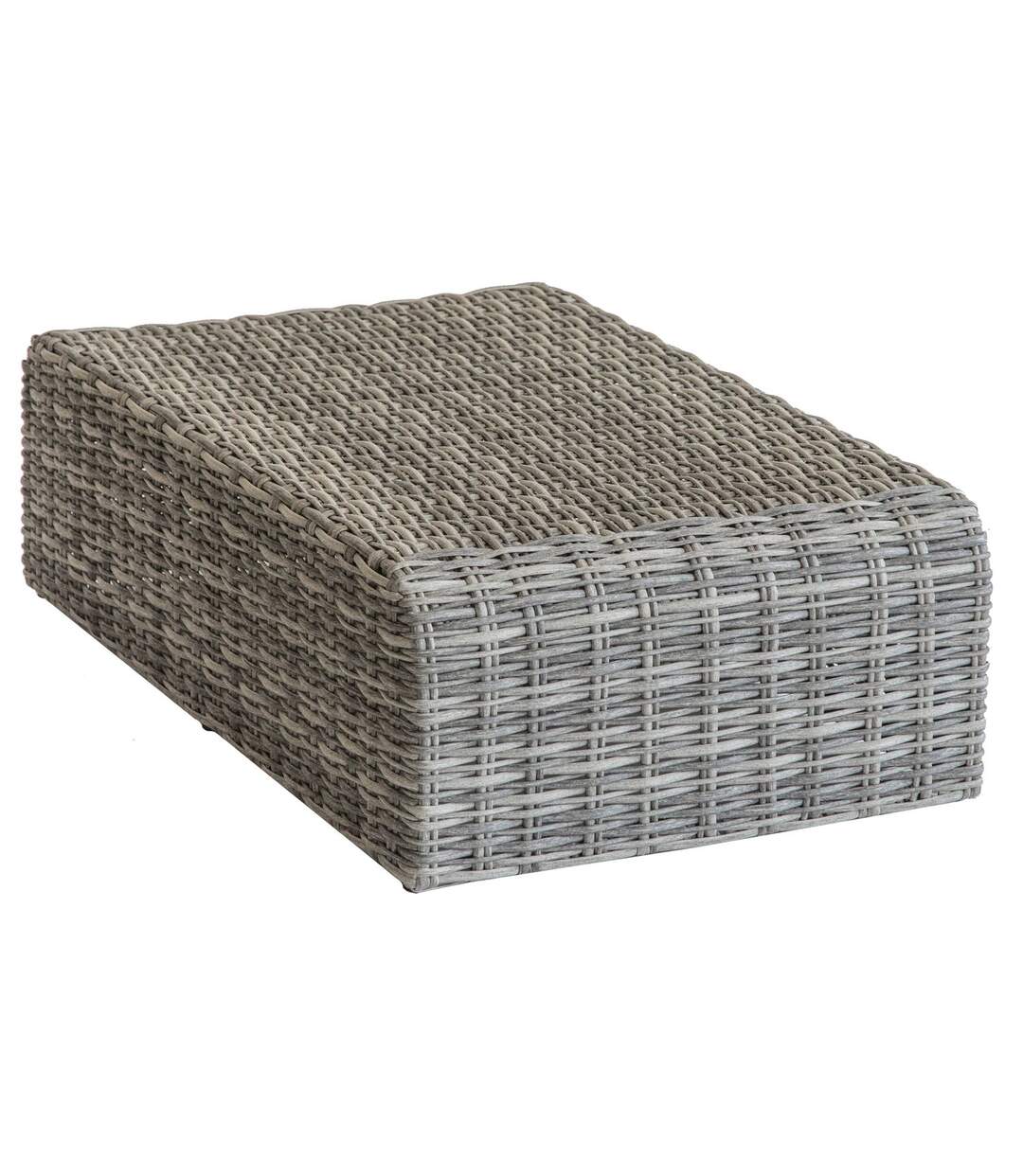Pouf de jardin en résine tressée Moorea - L. 105 x H. 30 cm - Gris ombre