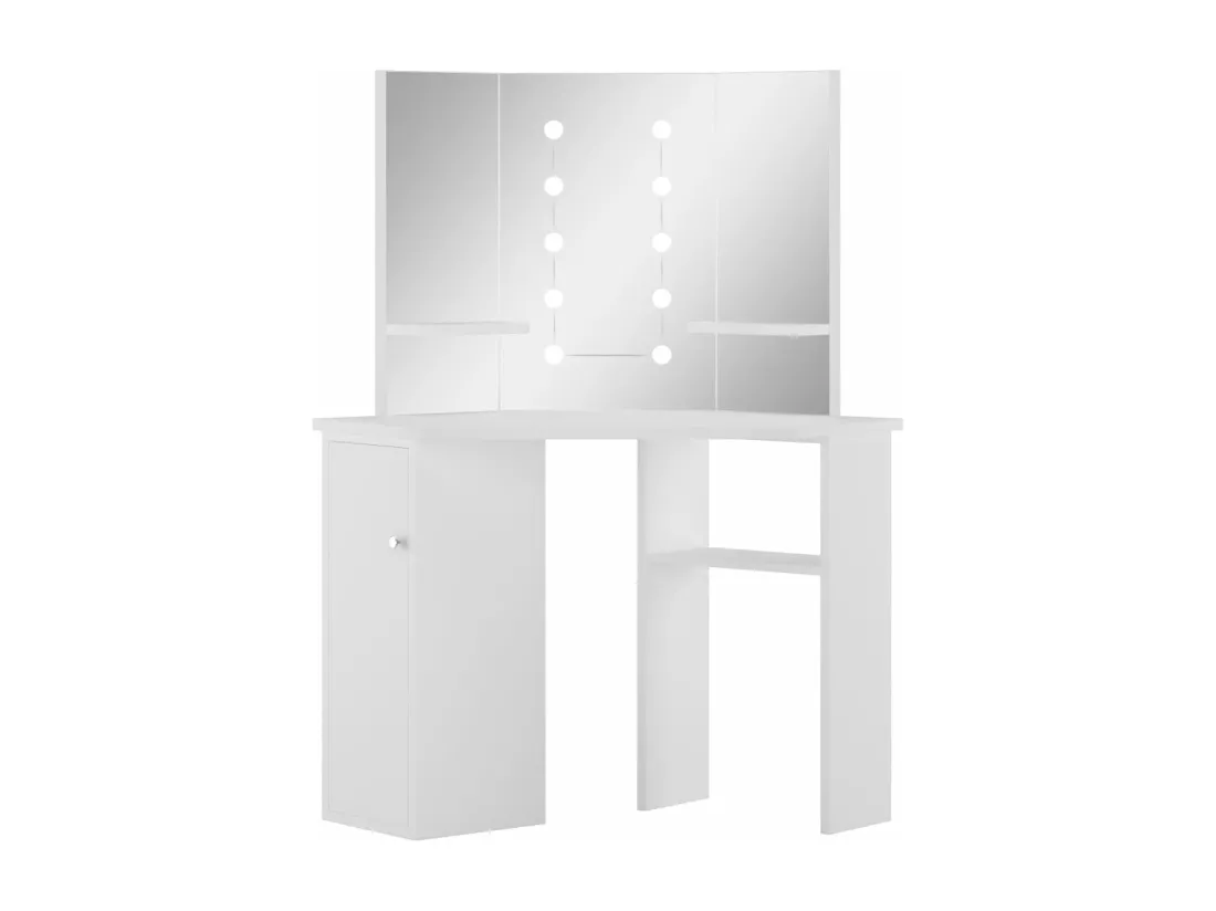 Coiffeuse d'angle table de maquillage lumière LED Blanc clair