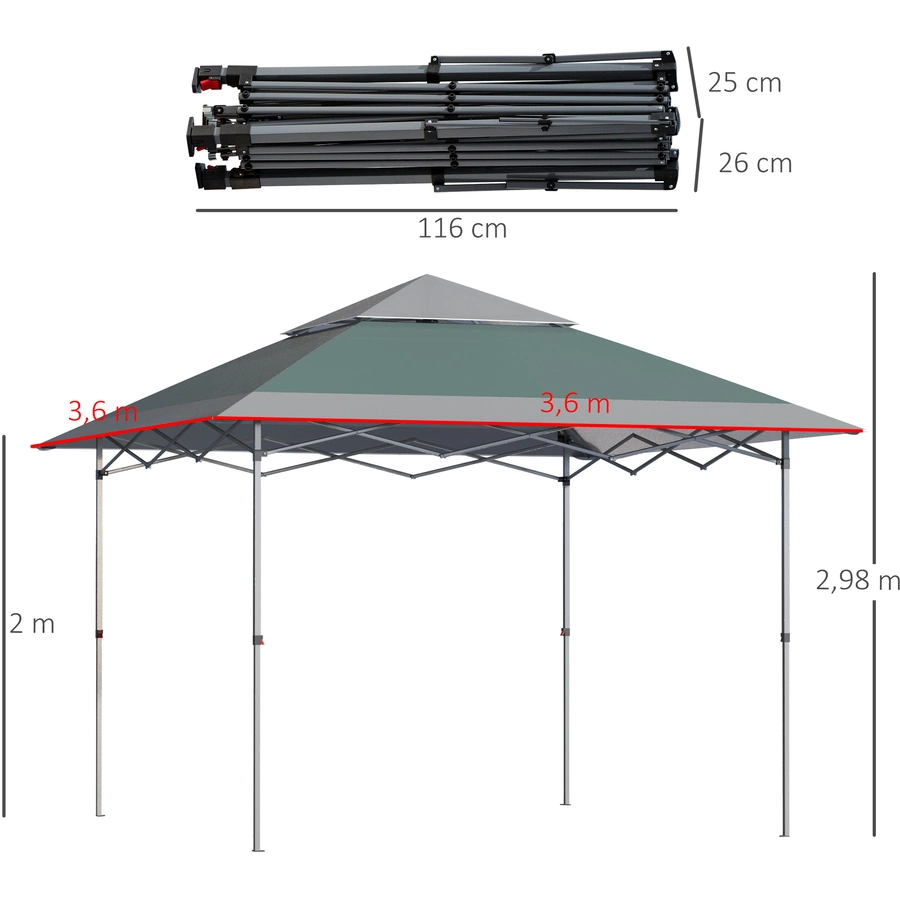 Outsunny Pop-Up-Pavillon zusammenfaltbar grün, grau