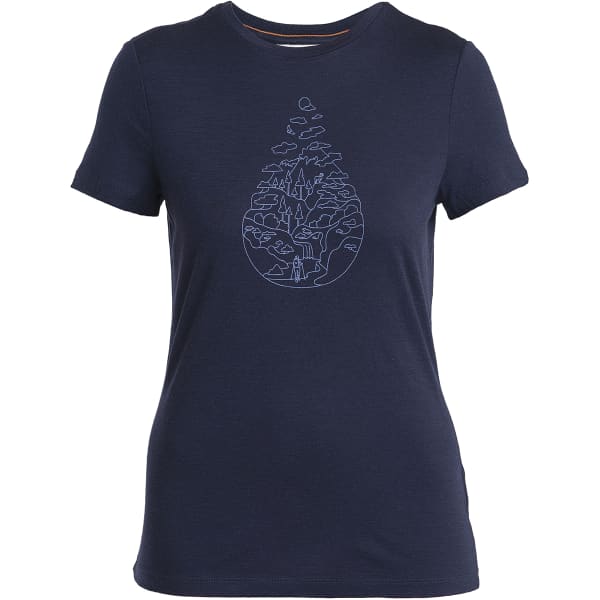 T-shirt randonnée ICEBREAKER W MERINO 150 TECH LITE III SS TEE HIKE PATH MIDNIGHT NAVY