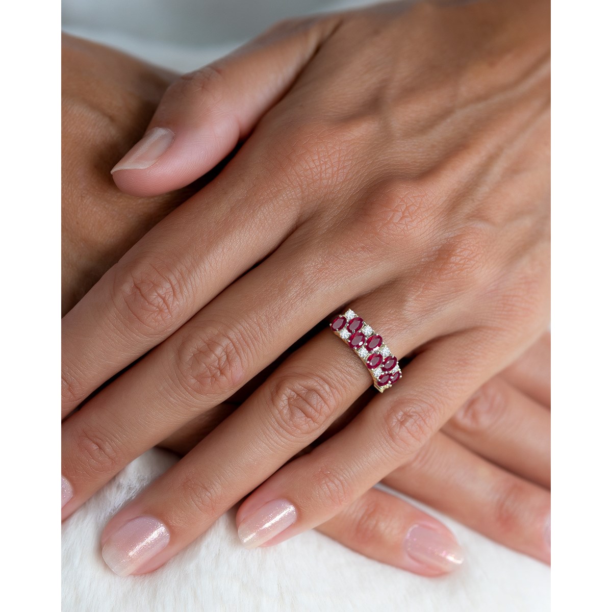 Bague ADEN Or 585 Jaune Rubis et diamants 2.524grs